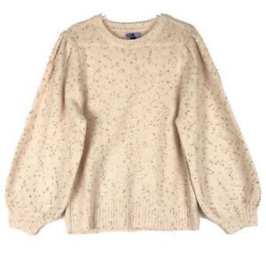 NWT Vylette Womens Sweater  Blush Pink Gold Metallic Puff Long Sleeve…